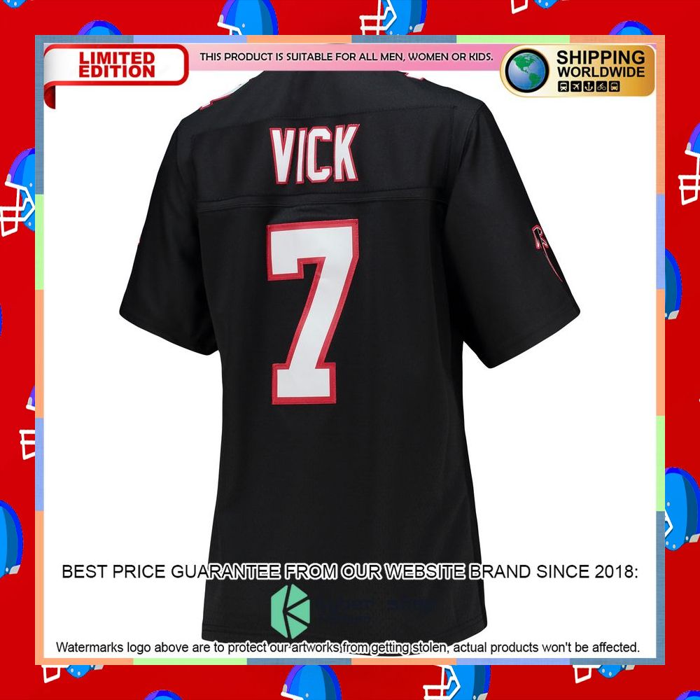 Michael Vick Atlanta Falcons Mitchell & Ness Women's Legacy Replica Black Football Jersey 7 Michael Vick Atlanta Falcons Mitchell & Ness Women's Legacy Replica Black Football Jersey word2