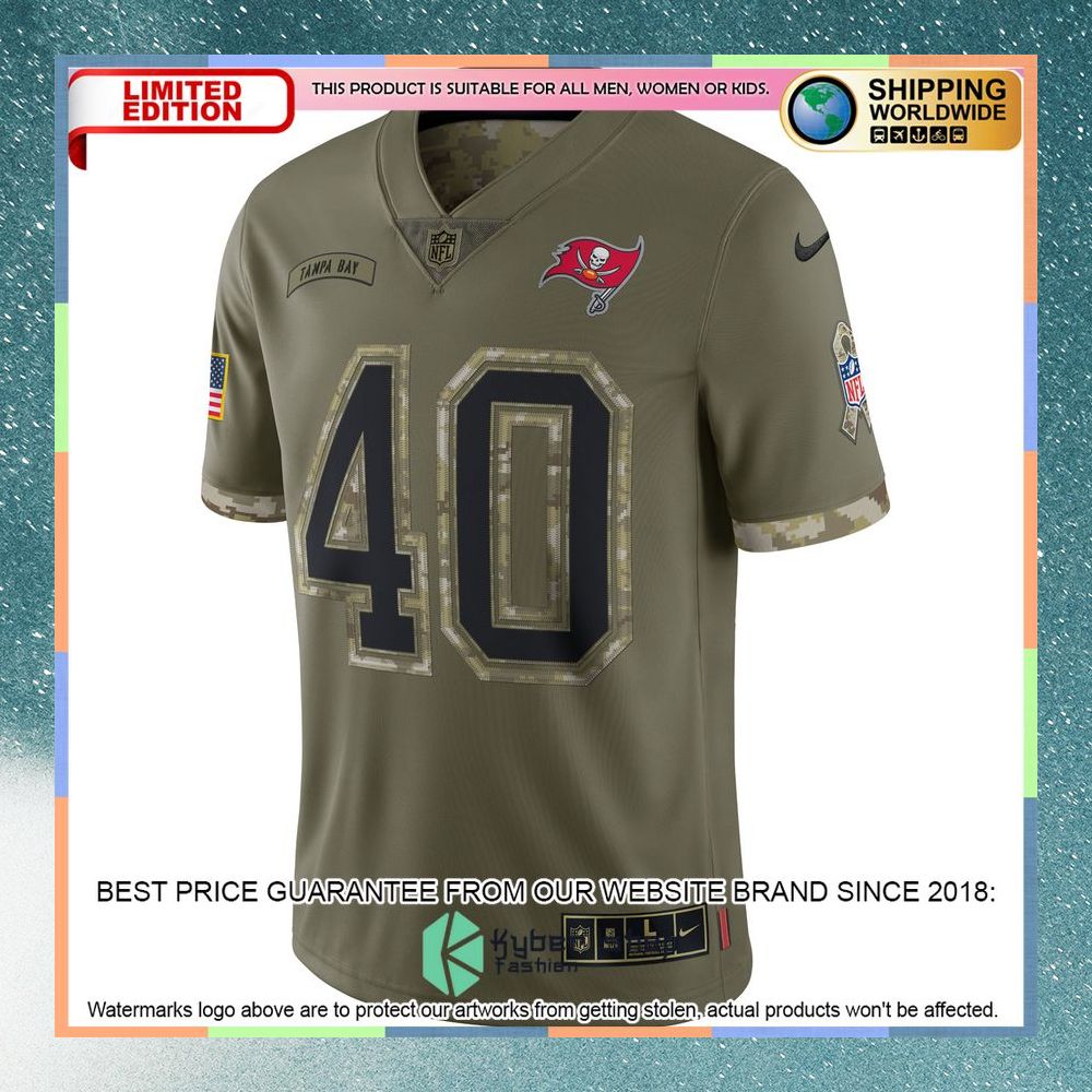 Mike Alstott Tampa Bay Buccaneers 2022 Salute To Service Retired Olive Football Jersey 6 Mike Alstott Tampa Bay Buccaneers 2022 Salute To Service Retired Olive Football Jersey word2