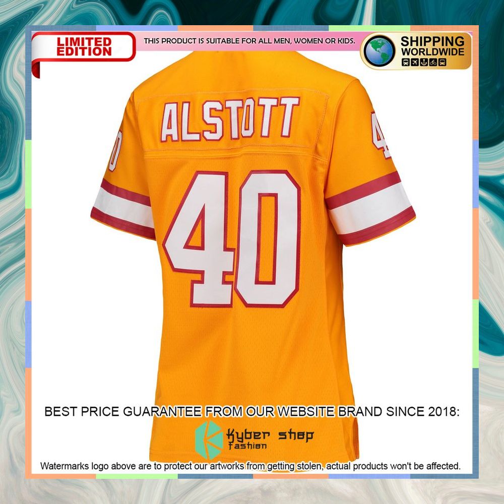 Mike Alstott Tampa Bay Buccaneers Mitchell & Ness Women's Legacy Orange Football Jersey 7 Mike Alstott Tampa Bay Buccaneers Mitchell & Ness Women's Legacy Orange Football Jersey word1
