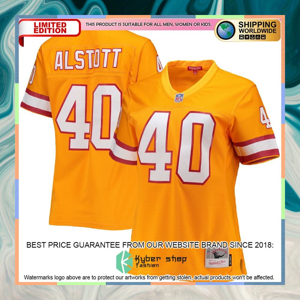 Mike Alstott Tampa Bay Buccaneers Mitchell & Ness Women's Legacy Orange Football Jersey 8 Mike Alstott Tampa Bay Buccaneers Mitchell & Ness Women's Legacy Orange Football Jersey word1
