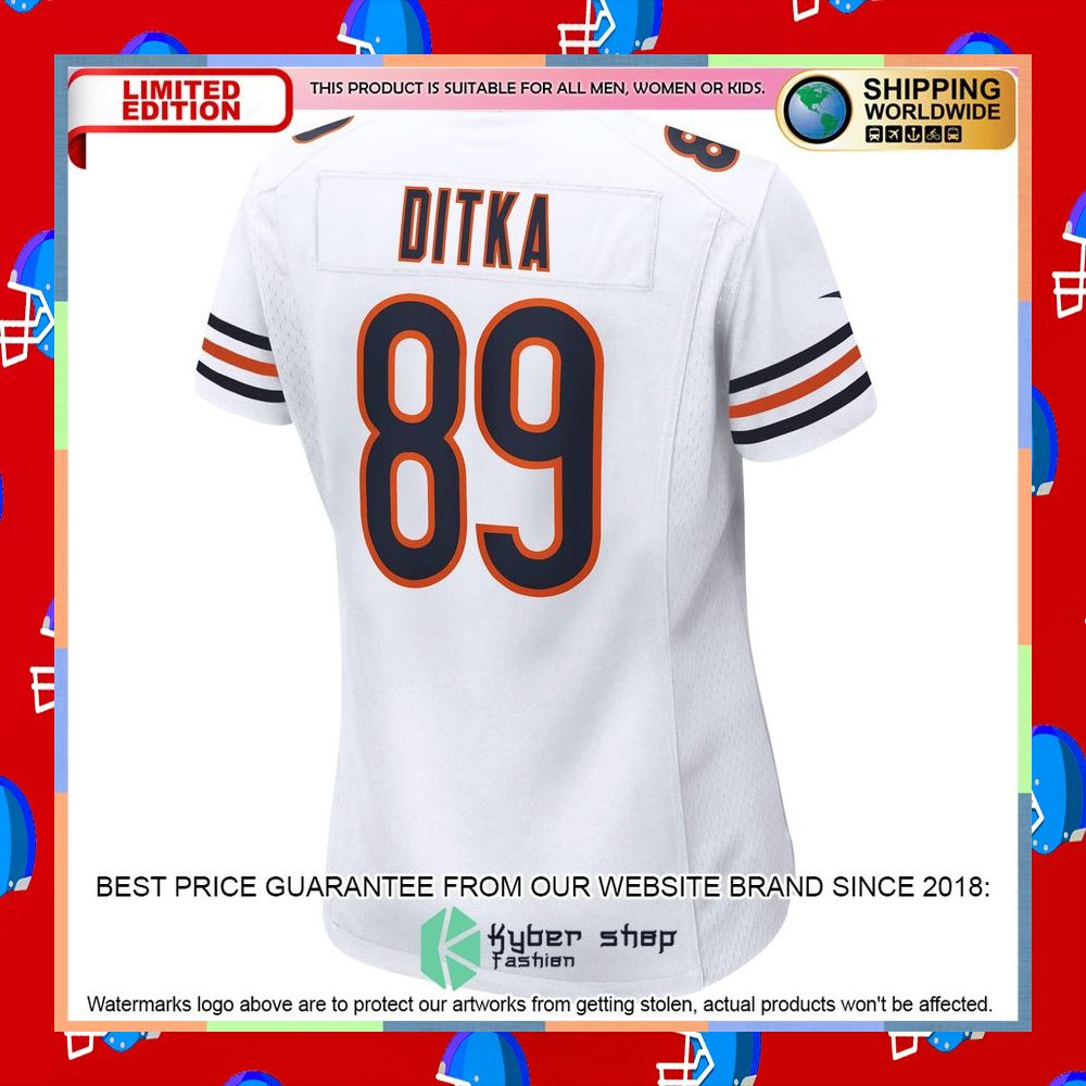 Mike Ditka Chicago Bears Women's Retired White Football Jersey 9 Mike Ditka Chicago Bears Women's Retired White Football Jersey word2
