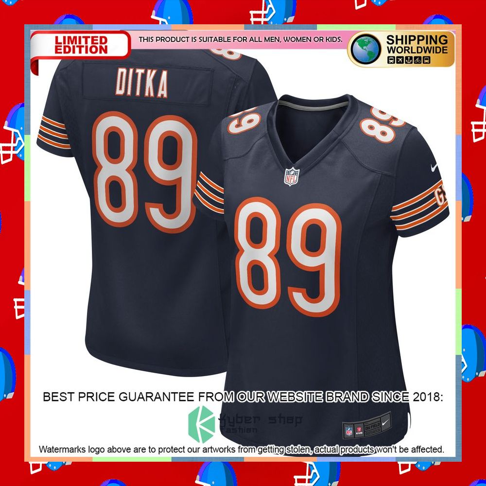 Mike Ditka Chicago Bears Women's Retired White Football Jersey 11 Mike Ditka Chicago Bears Women's Retired White Football Jersey word2