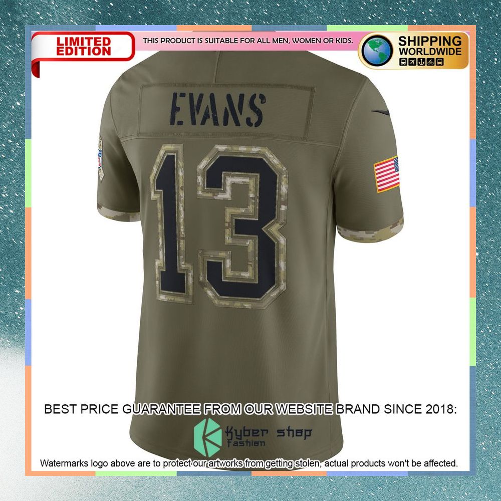 Mike Evans Tampa Bay Buccaneers 2022 Salute To Service Olive Football Jersey 7 Mike Evans Tampa Bay Buccaneers 2022 Salute To Service Olive Football Jersey word1