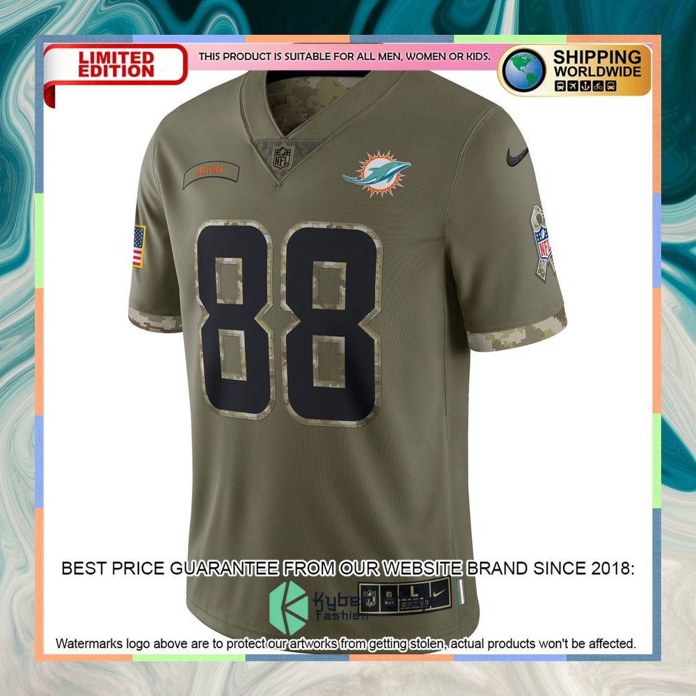 Mike Gesicki Miami Dolphins 2022 Salute To Service Olive Football Jersey 6 Mike Gesicki Miami Dolphins 2022 Salute To Service Olive Football Jersey word2