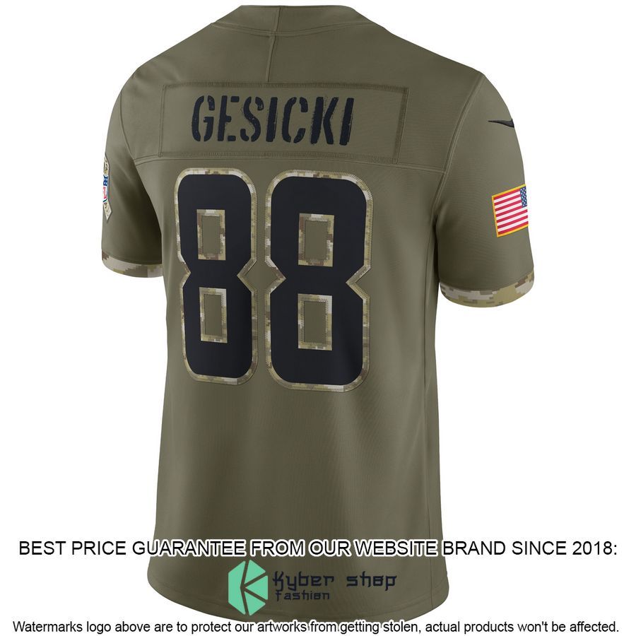 Mike Gesicki Miami Dolphins 2022 Salute To Service Olive Football Jersey 3 Mike Gesicki Miami Dolphins 2022 Salute To Service Olive Football Jersey word2