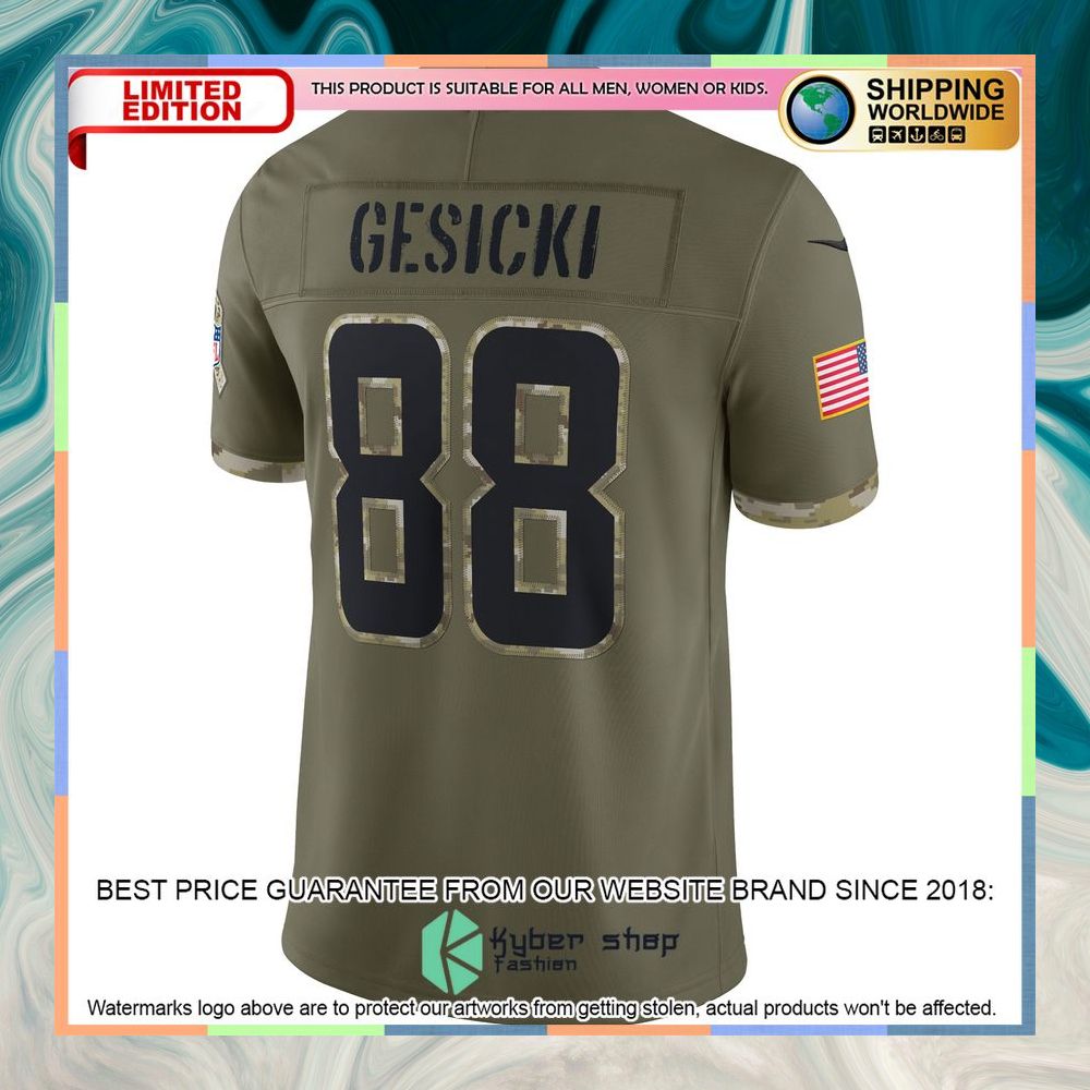 Mike Gesicki Miami Dolphins 2022 Salute To Service Olive Football Jersey 7 Mike Gesicki Miami Dolphins 2022 Salute To Service Olive Football Jersey word2