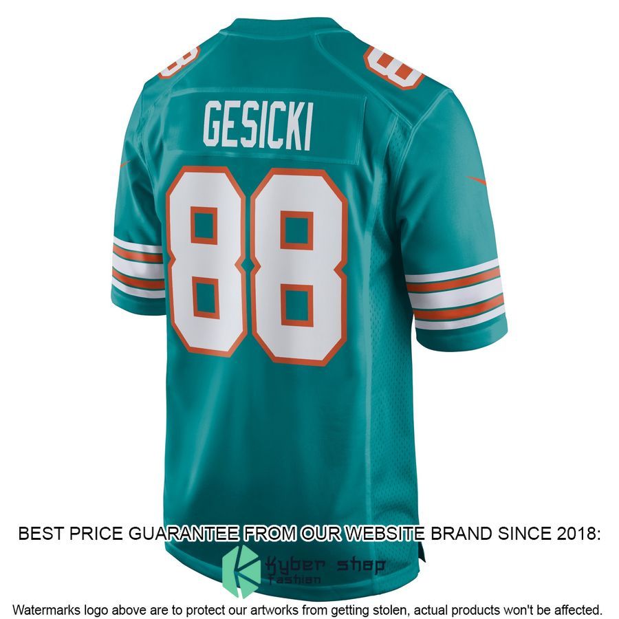 Mike Gesicki Miami Dolphins Alternate Aqua Football Jersey 3 Mike Gesicki Miami Dolphins Alternate Aqua Football Jersey word2