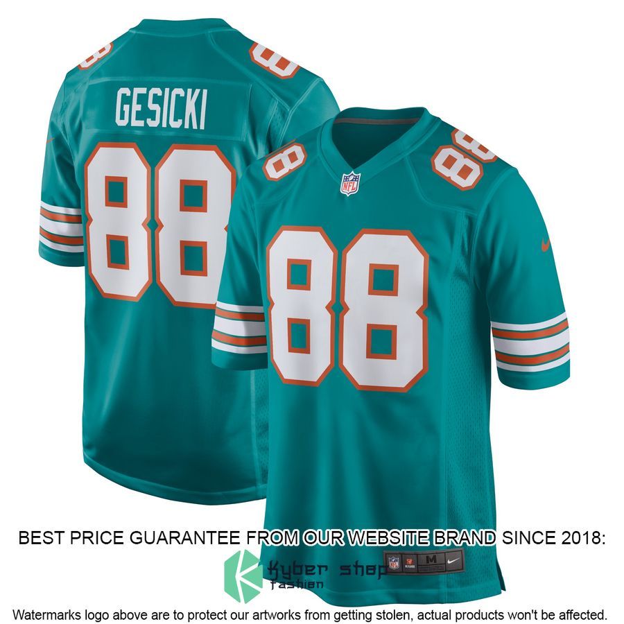 Mike Gesicki Miami Dolphins Alternate Aqua Football Jersey 4 Mike Gesicki Miami Dolphins Alternate Aqua Football Jersey word2