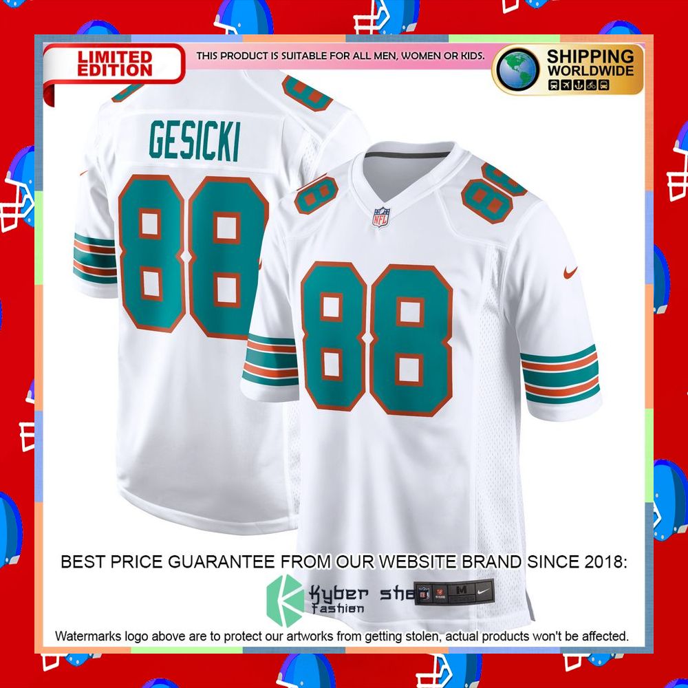 Mike Gesicki Miami Dolphins Alternate Aqua Football Jersey 10 Mike Gesicki Miami Dolphins Alternate Aqua Football Jersey word2