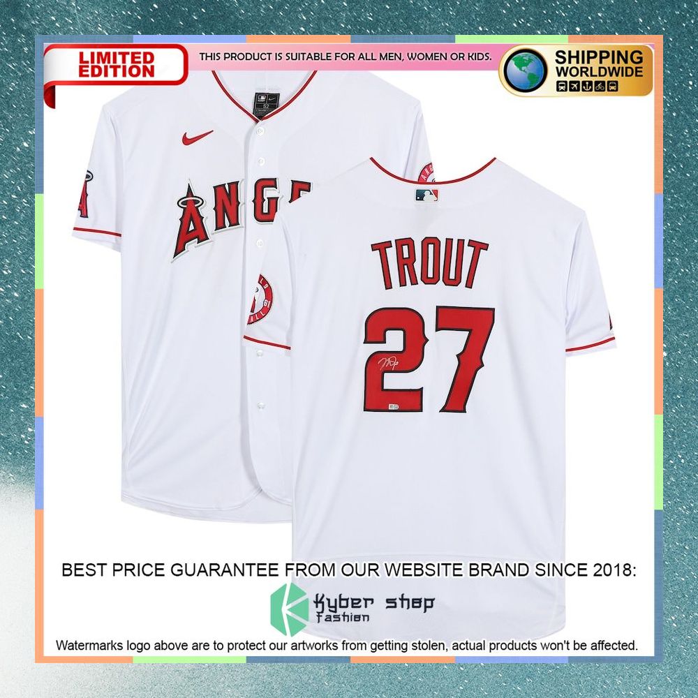 Mike Trout Los Angeles Angels White Baseball Jersey 4 Mike Trout Los Angeles Angels White Baseball Jersey word2