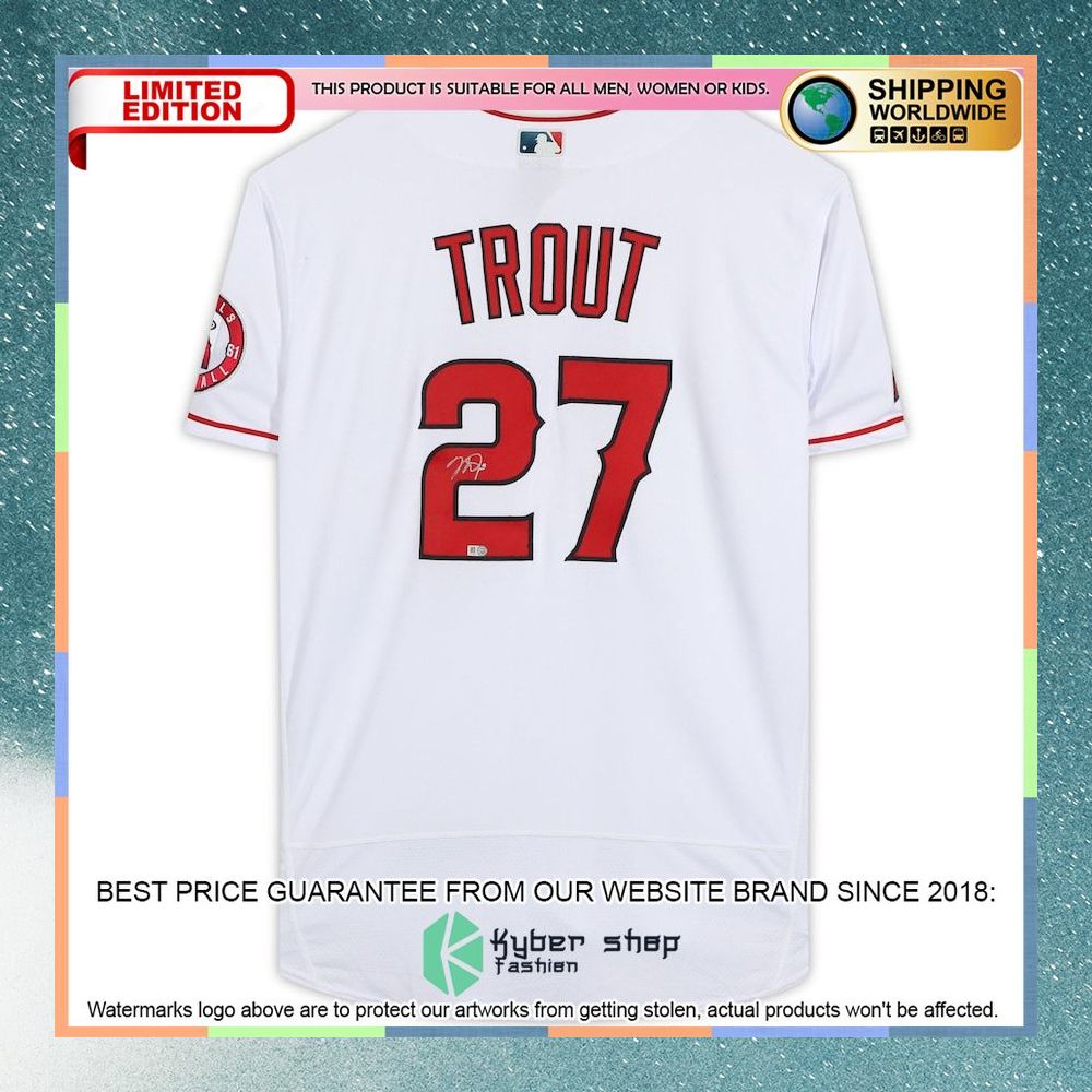 Mike Trout Los Angeles Angels White Baseball Jersey 5 Mike Trout Los Angeles Angels White Baseball Jersey word2