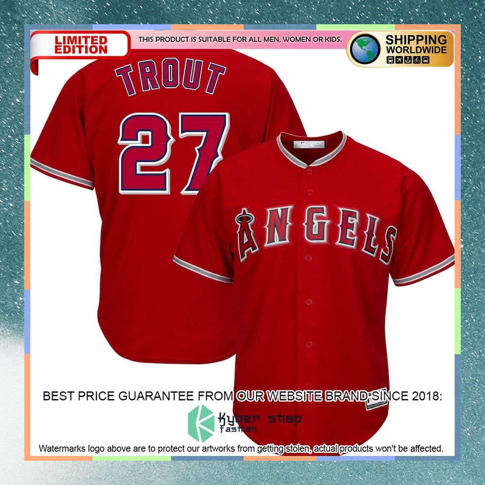 Mike Trout Los Angeles Angels Big And Tall Player Red Baseball Jersey 4 Mike Trout Los Angeles Angels Big And Tall Player Red Baseball Jersey word3