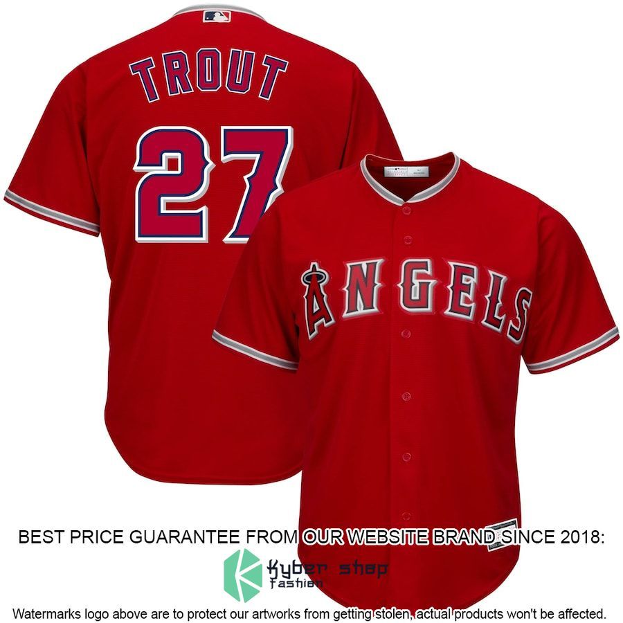 Mike Trout Los Angeles Angels Big And Tall Player Red Baseball Jersey