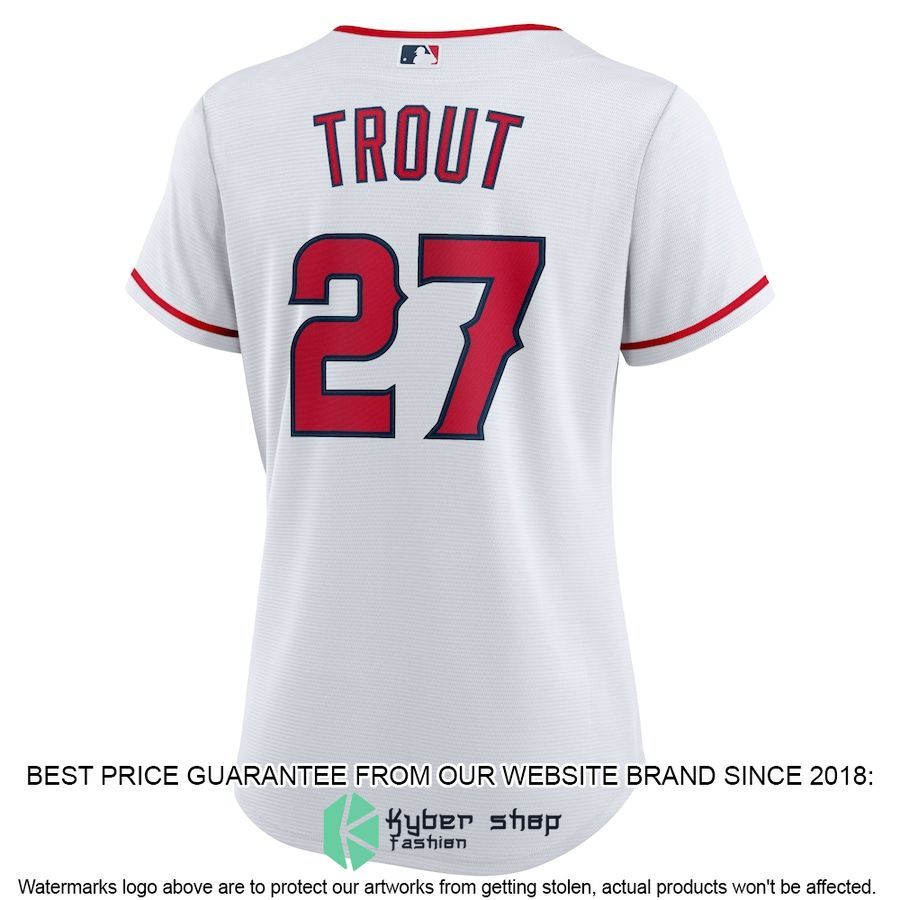 Mike Trout Los Angeles Angels Women Home Player White Baseball Jersey 3 Mike Trout Los Angeles Angels Women Home Player White Baseball Jersey word1