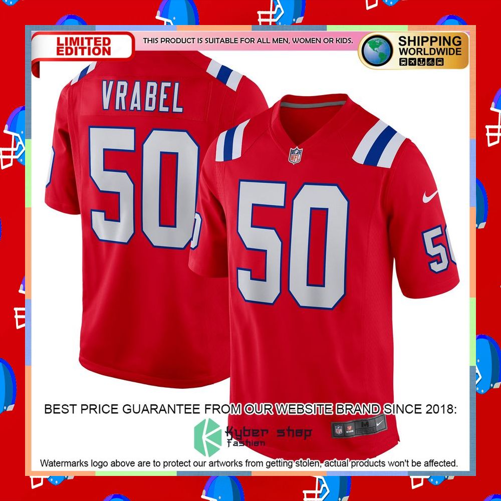 Mike Vrabel New England Patriots Retired Alternate Red Football Jersey 5 Mike Vrabel New England Patriots Retired Alternate Red Football Jersey word3