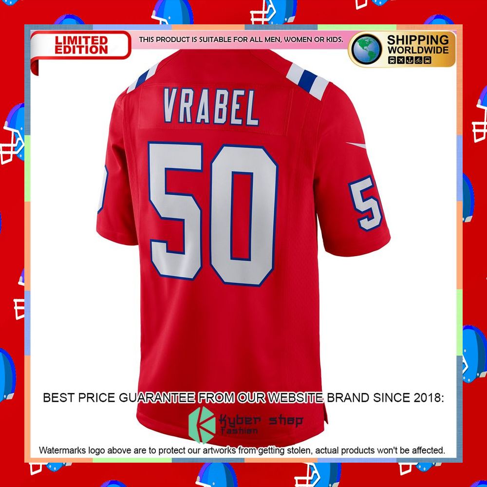 Mike Vrabel New England Patriots Retired Alternate Red Football Jersey 7 Mike Vrabel New England Patriots Retired Alternate Red Football Jersey word3