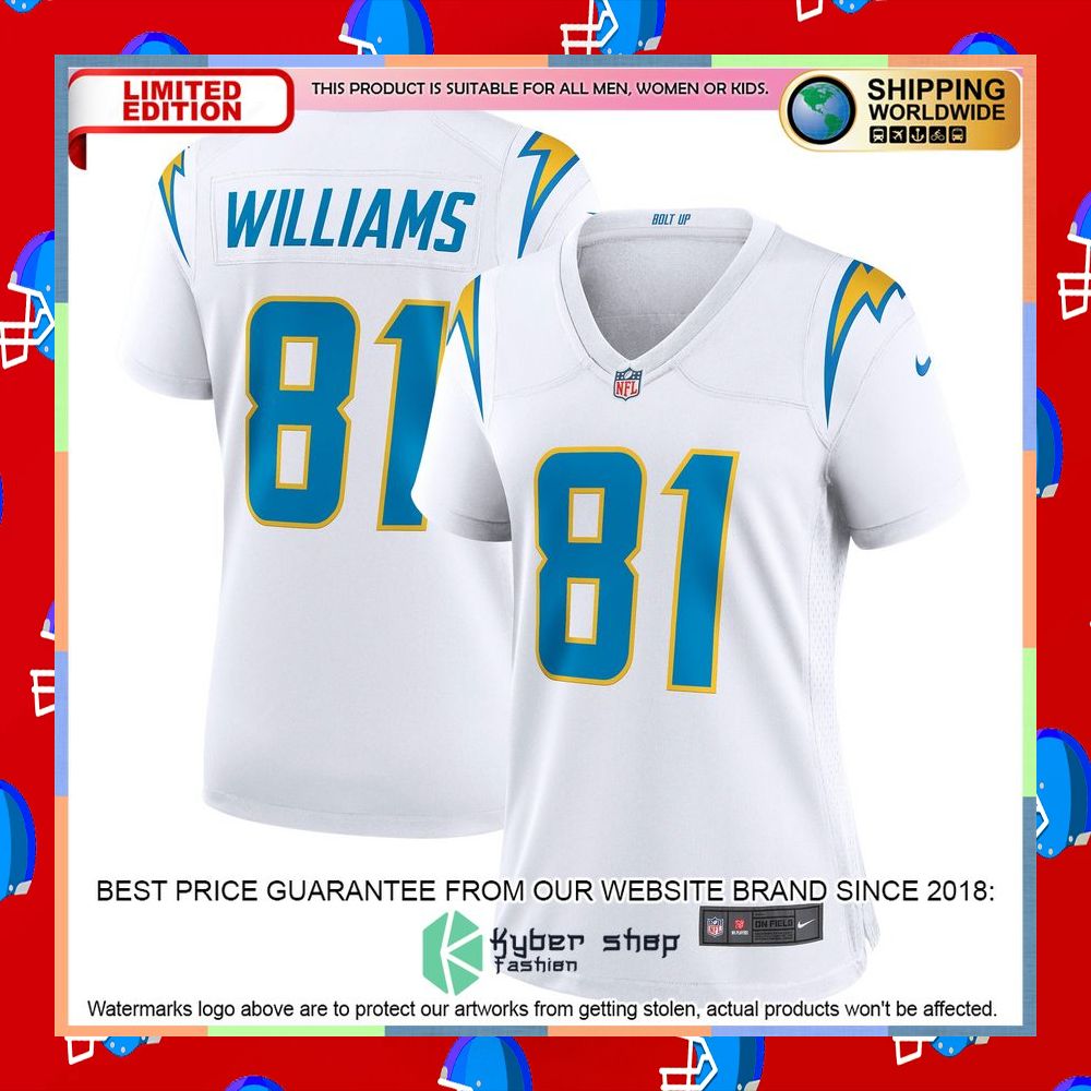 Mike Williams Los Angeles Chargers Women's White Football Jersey 11 Mike Williams Los Angeles Chargers Women's White Football Jersey word1