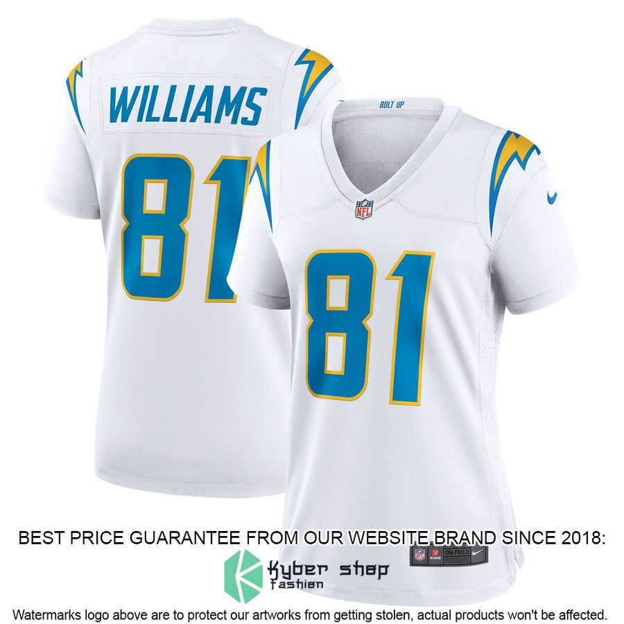 Mike Williams Los Angeles Chargers Women's White Football Jersey 4 Mike Williams Los Angeles Chargers Women's White Football Jersey word1