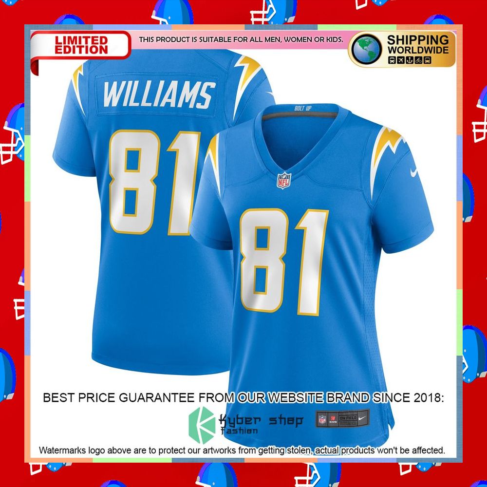 Mike Williams Los Angeles Chargers Women's White Football Jersey 12 Mike Williams Los Angeles Chargers Women's White Football Jersey word1
