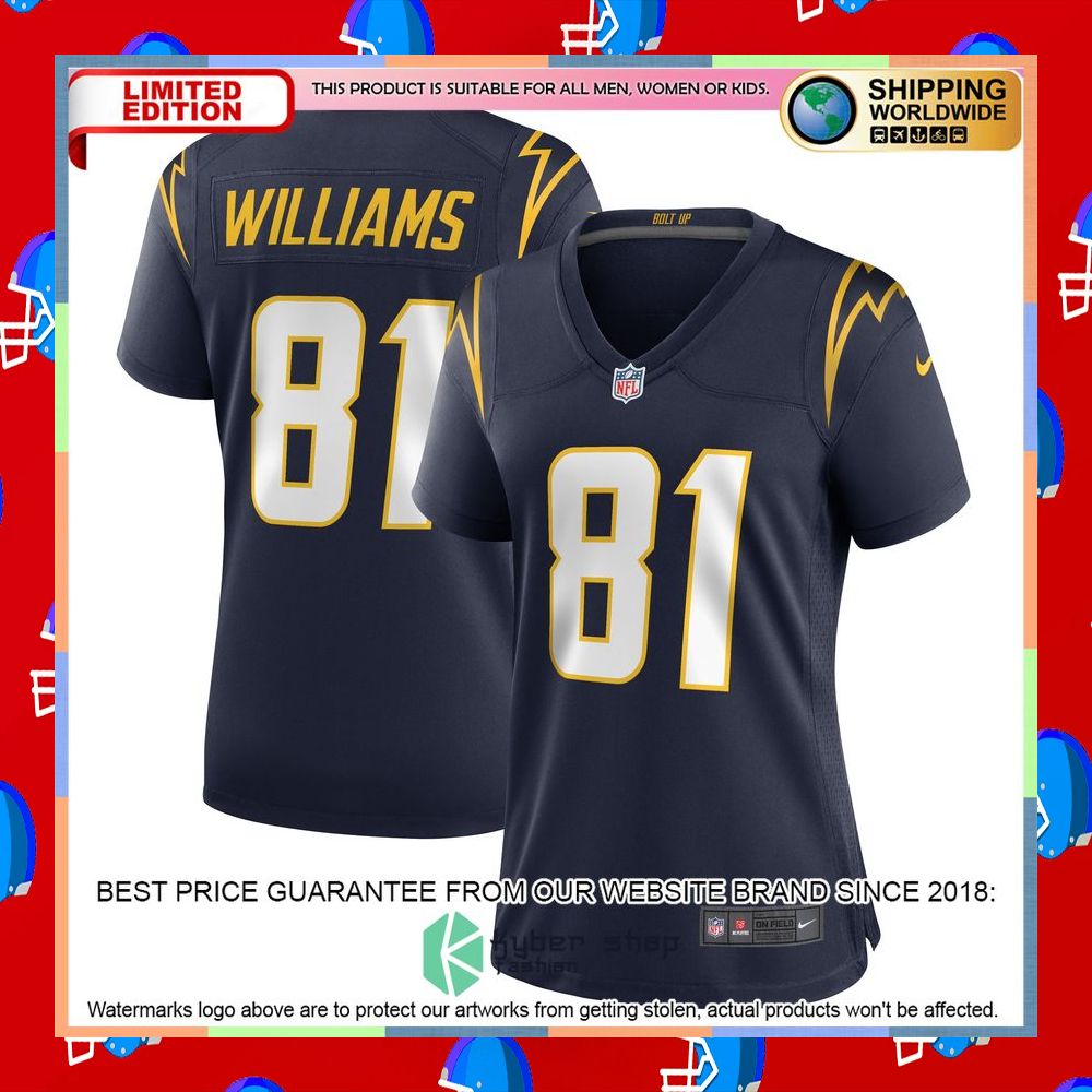 Mike Williams Los Angeles Chargers Women's White Football Jersey 13 Mike Williams Los Angeles Chargers Women's White Football Jersey word1