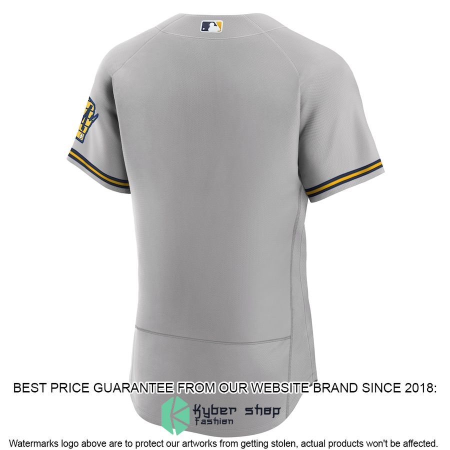 Milwaukee Brewers Road Team Logo Gray Baseball Jersey 3 Milwaukee Brewers Road Team Logo Gray Baseball Jersey word1