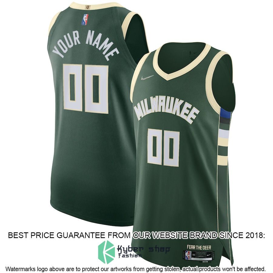 Milwaukee Bucks Nike 2021-22 Diamond Custom Hunter Green Basketball Jersey