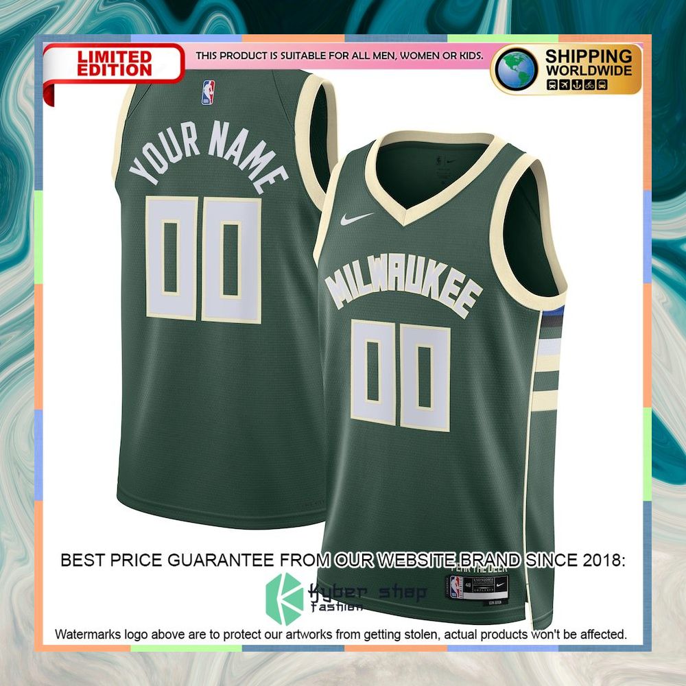 Milwaukee Bucks Nike Unisex 2022-23 Custom Hunter Green Basketball Jersey 4 Milwaukee Bucks Nike Unisex 2022-23 Custom Hunter Green Basketball Jersey word2