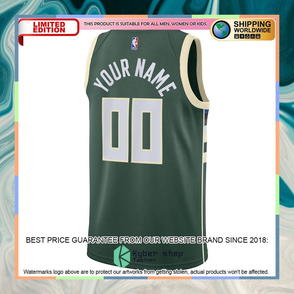 Milwaukee Bucks Nike Unisex 2022-23 Custom Hunter Green Basketball Jersey 6 Milwaukee Bucks Nike Unisex 2022-23 Custom Hunter Green Basketball Jersey word2