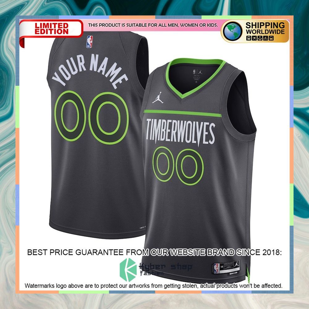 Minnesota Timberwolves Jordan Brand Unisex 2022-23 Custom Black Basketball Jersey 4 Minnesota Timberwolves Jordan Brand Unisex 2022-23 Custom Black Basketball Jersey word3