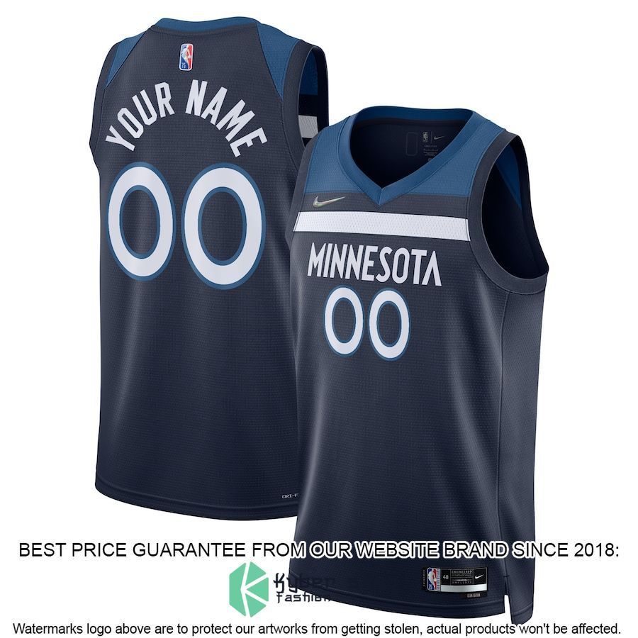 Minnesota Timberwolves Nike 2021-22 Diamond Custom Navy Basketball Jersey