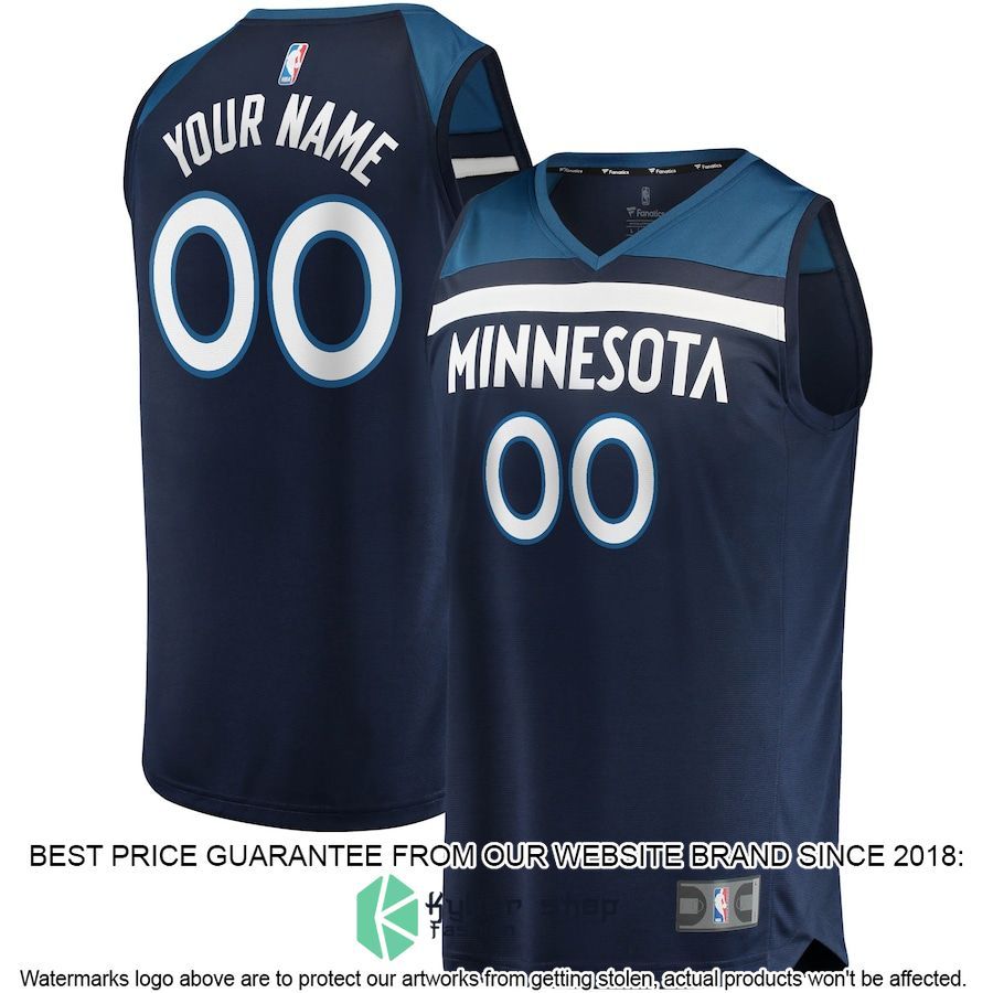 Minnesota Timberwolves Youth Custom Navy Basketball Jersey