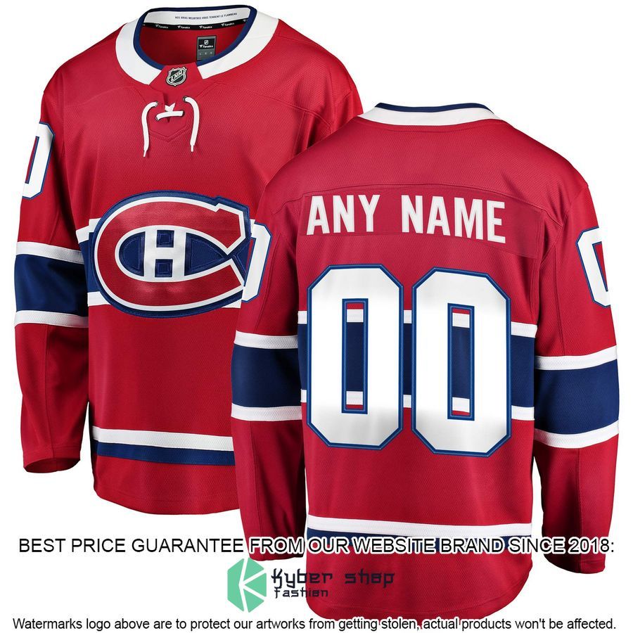 Montreal Canadiens Home Custom Red Hockey Jersey