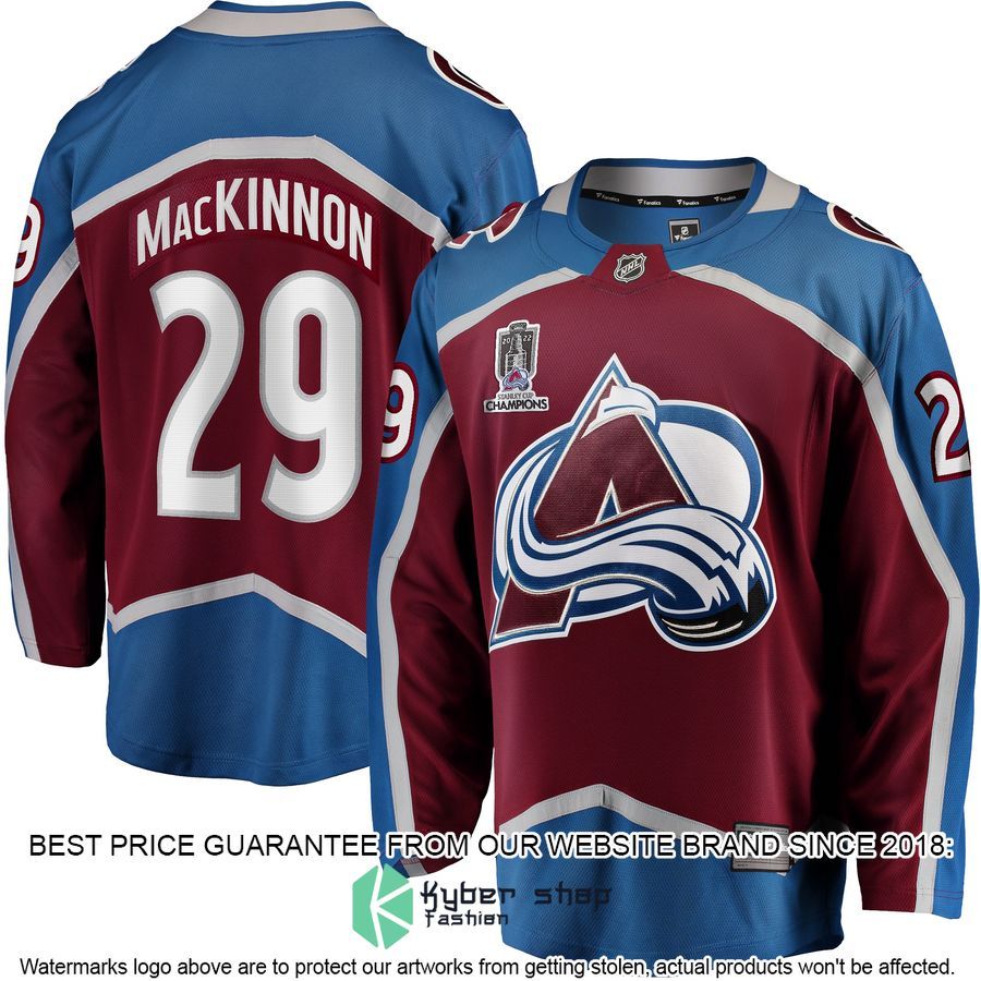 Nathan MacKinnon Colorado Avalanche 2022 Stanley Cup Champions Patch Burgundy Hockey Jersey