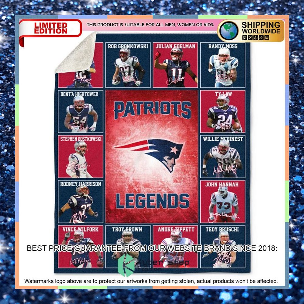 New England Patriots Legends Fleece Blanket 3 New England Patriots Legends Fleece Blanket word3
