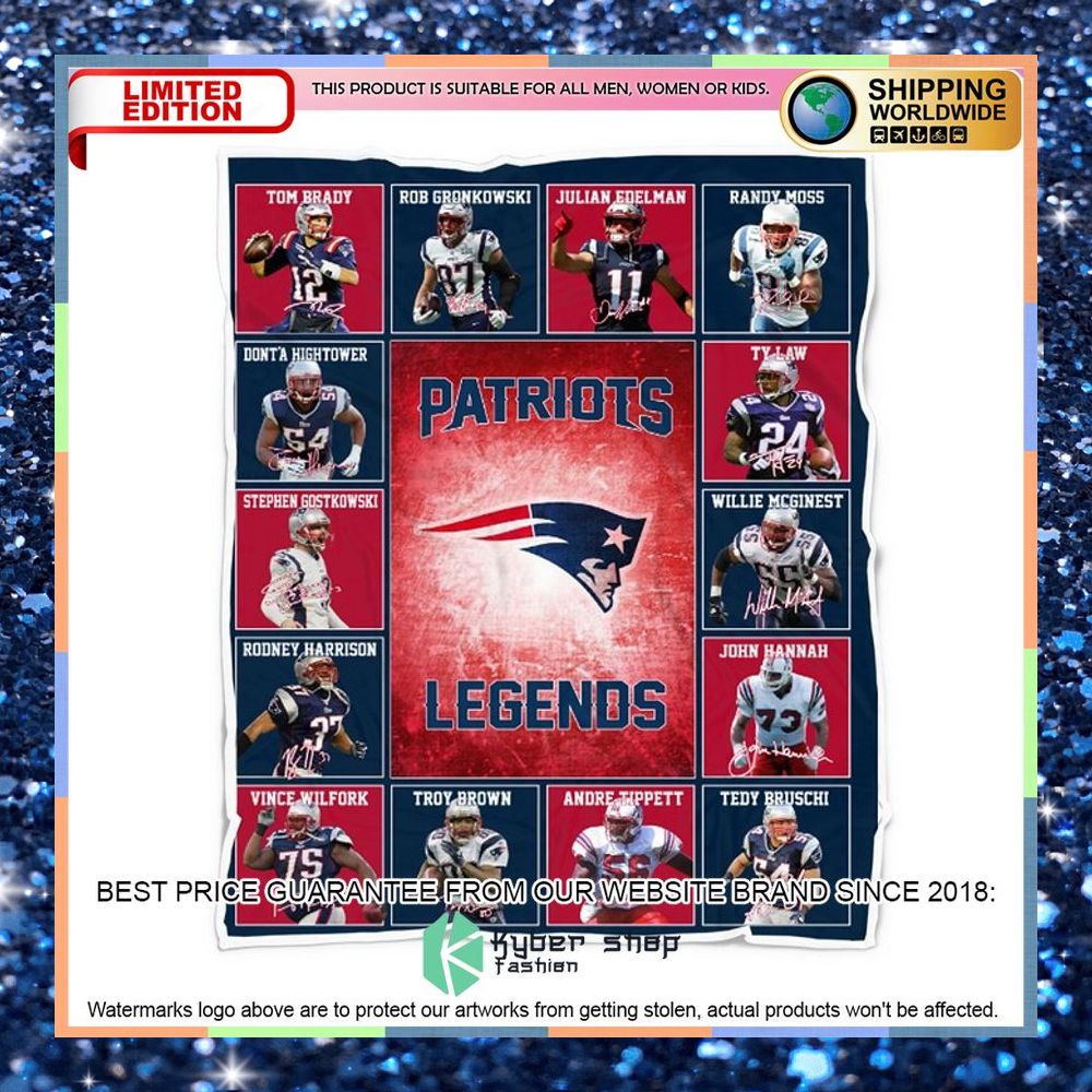 New England Patriots Legends Fleece Blanket 4 New England Patriots Legends Fleece Blanket word3