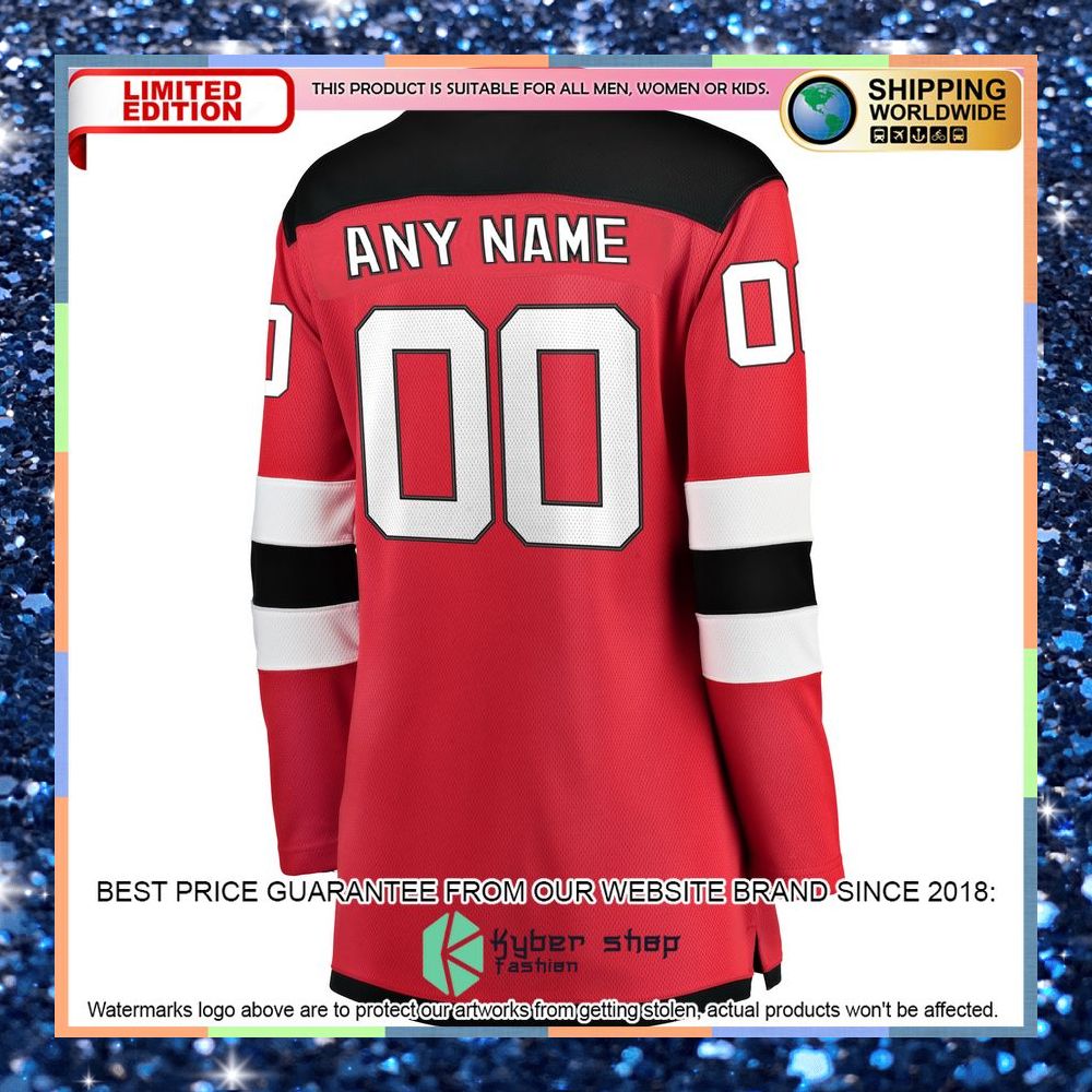 New Jersey Devils Women's Home Custom Red Hockey Jersey 7 New Jersey Devils Women's Home Custom Red Hockey Jersey word2