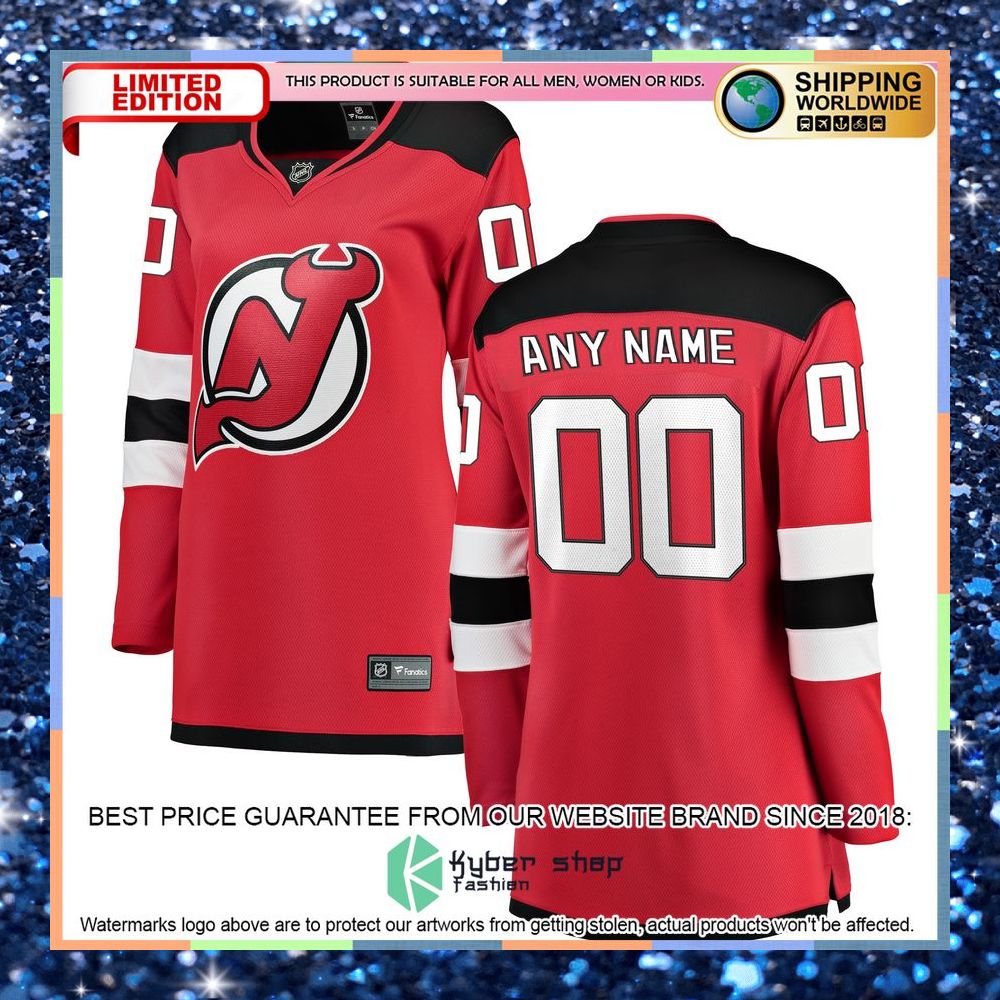 New Jersey Devils Women's Home Custom Red Hockey Jersey 8 New Jersey Devils Women's Home Custom Red Hockey Jersey word2