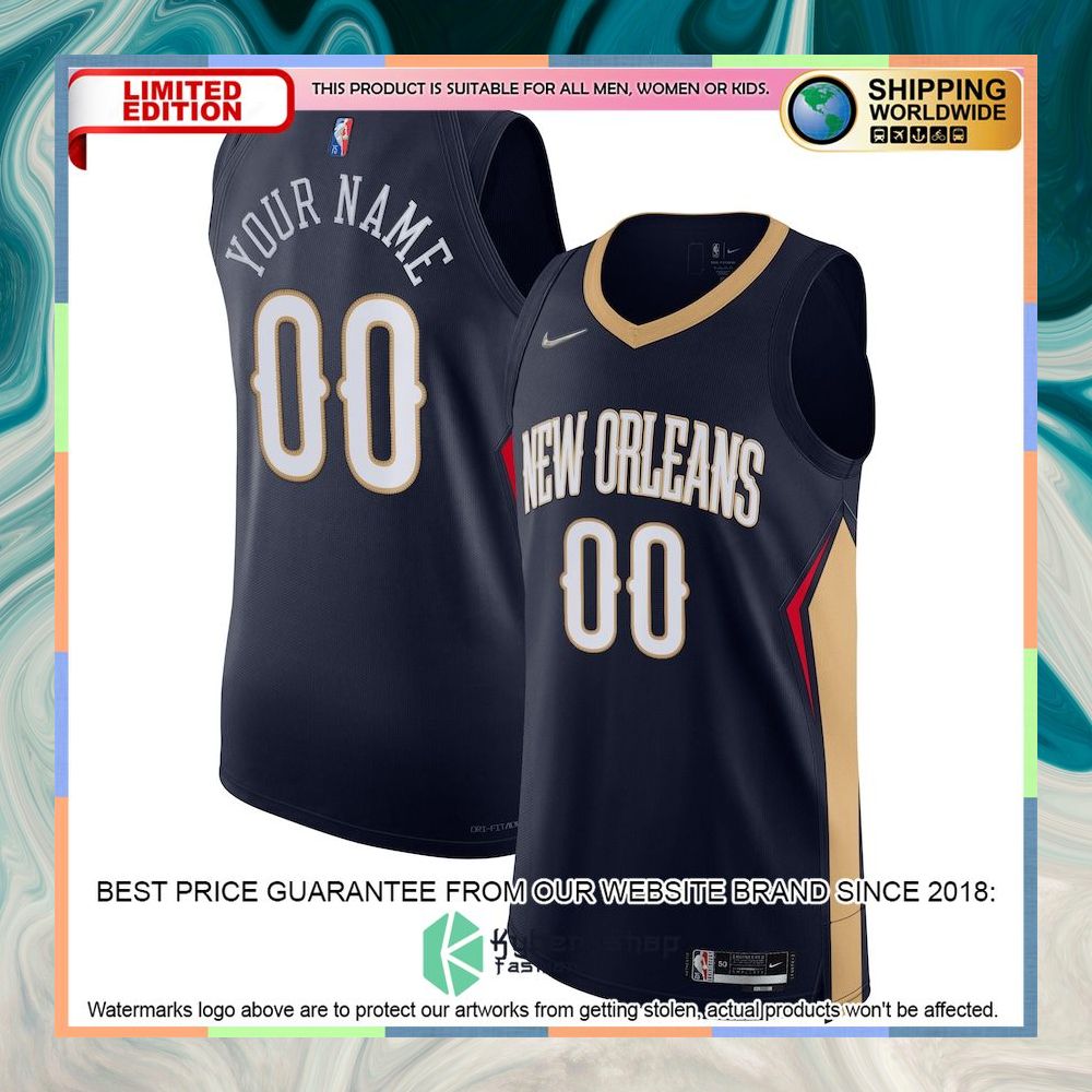 New Orleans Pelicans Nike 2021-22 Diamond Custom Navy Basketball Jersey 4 New Orleans Pelicans Nike 2021-22 Diamond Custom Navy Basketball Jersey word2