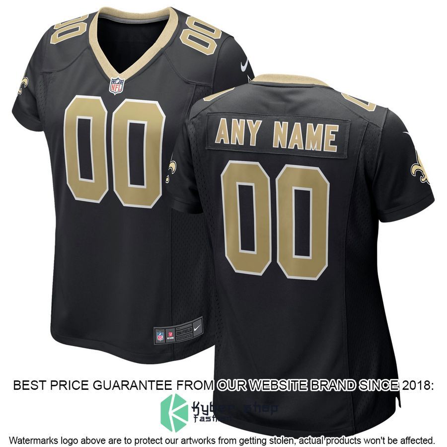 New Orleans Saints Women's Custom Black Football Jersey