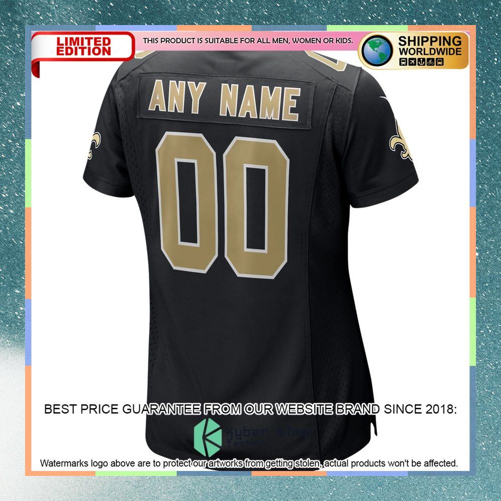New Orleans Saints Women's Custom Black Football Jersey 7 New Orleans Saints Women's Custom Black Football Jersey word2