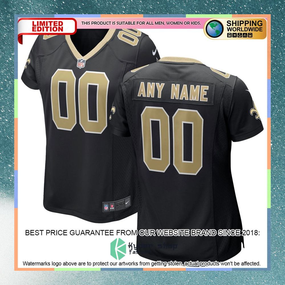 New Orleans Saints Women's Custom Black Football Jersey 8 New Orleans Saints Women's Custom Black Football Jersey word2