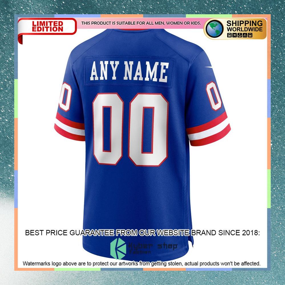 New York Giants Classic Custom Royal Football Jersey 7 New York Giants Classic Custom Royal Football Jersey word3