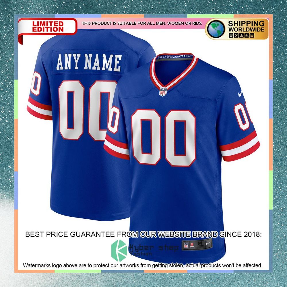 New York Giants Classic Custom Royal Football Jersey 8 New York Giants Classic Custom Royal Football Jersey word3