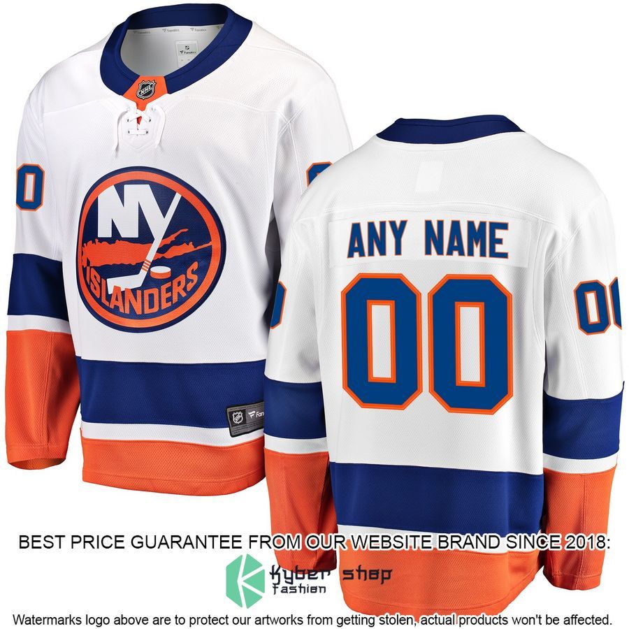 New York Islanders Away Custom White Hockey Jersey word3