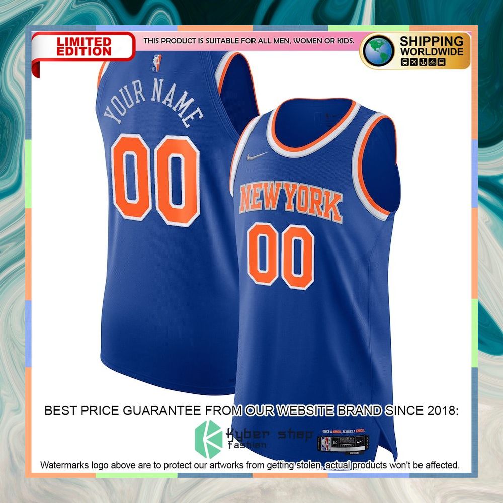 New York Knicks Custom Blue Basketball Jersey 4 New York Knicks Custom Blue Basketball Jersey word3