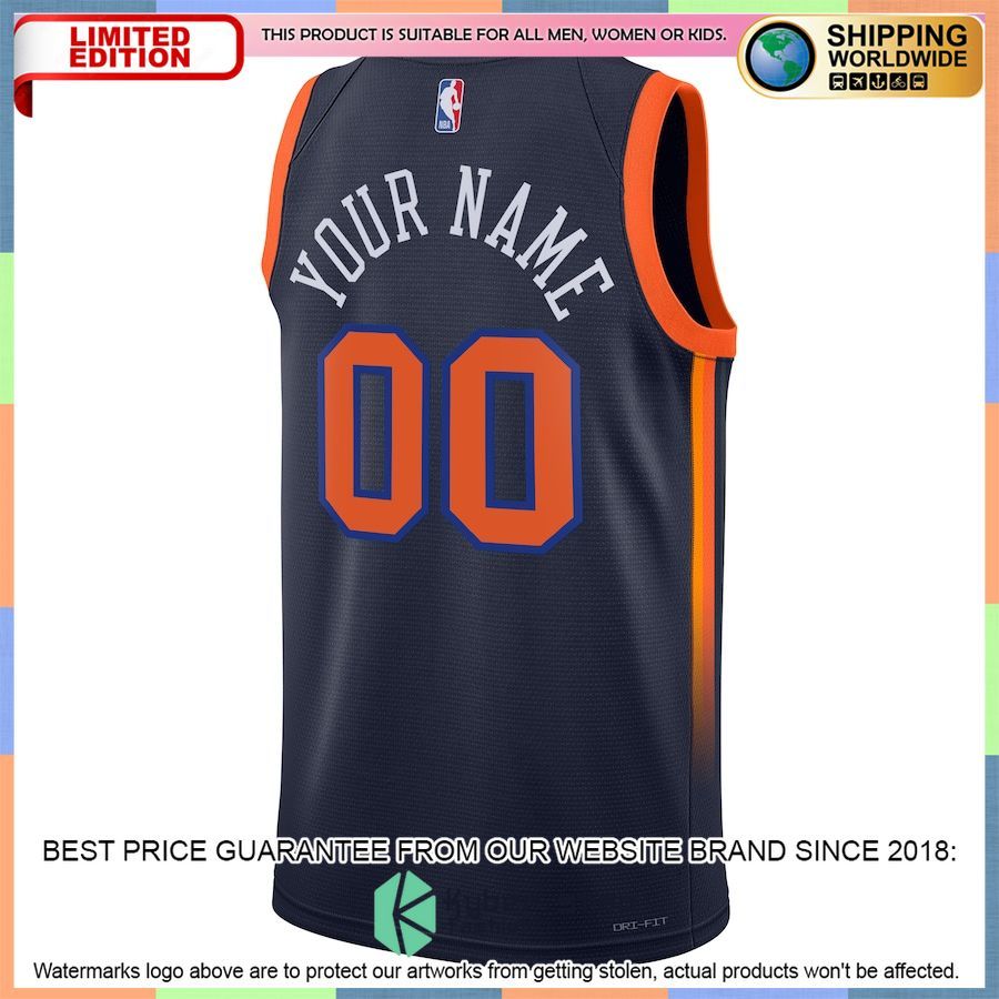 New York Knicks Jordan Brand 2022-23 Custom Navy Basketball Jersey 3 New York Knicks Jordan Brand 2022-23 Custom Navy Basketball Jersey word3