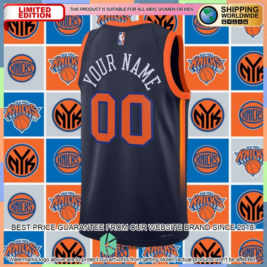 New York Knicks Jordan Brand 2022-23 Custom Navy Basketball Jersey 6 New York Knicks Jordan Brand 2022-23 Custom Navy Basketball Jersey word3