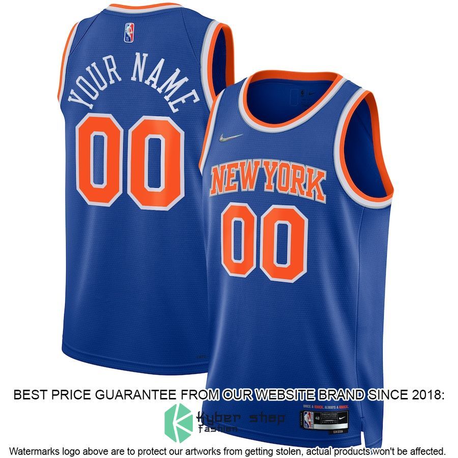 New York Knicks Nike 2021-22 Diamond Custom Blue Basketball Jersey