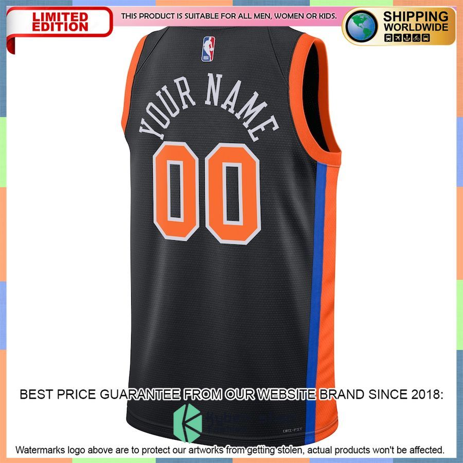 New York Knicks Nike 2022-23 Custom Black Basketball Jersey 3 New York Knicks Nike 2022-23 Custom Black Basketball Jersey word3