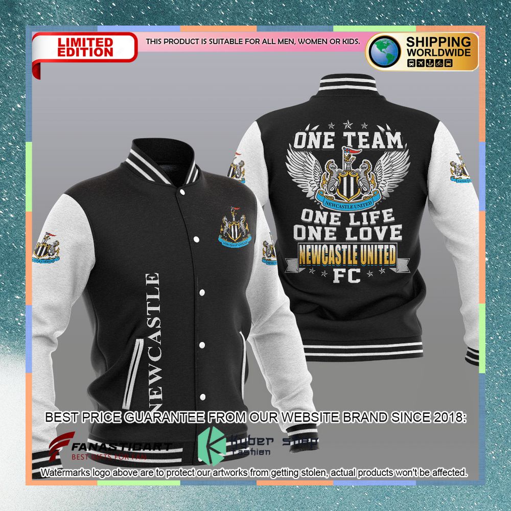 Newcastle United FC One Team One Life One Love Baseball Jacket 3 Newcastle United FC One Team One Life One Love Baseball Jacket word3
